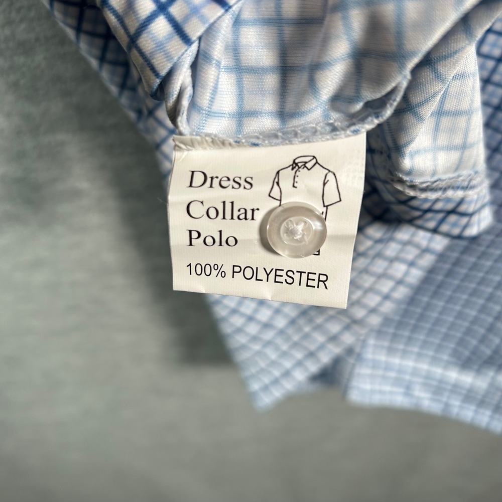 Collars & Co Dress Collar Polo Shirt Mens Medium Blue White Check  Business NWOT - Picture 5 of 7